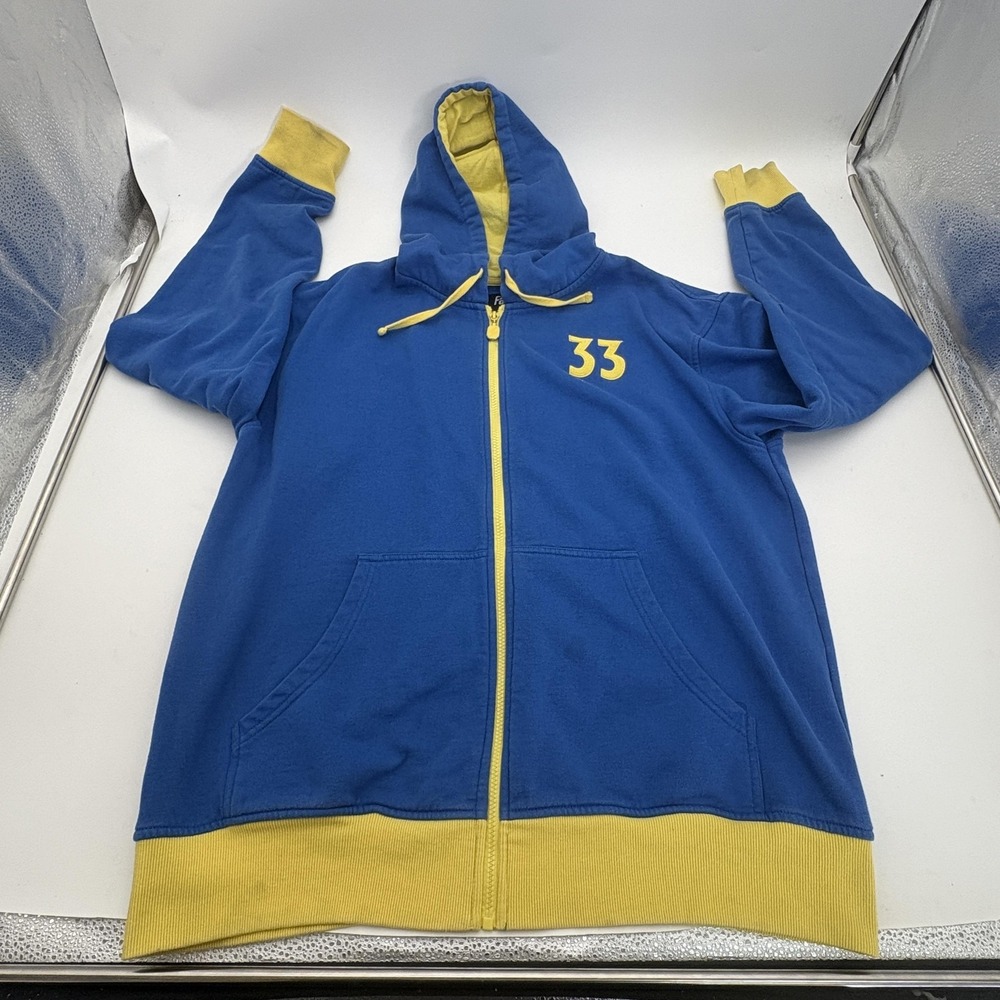 Fallout Hoodie Mens 2XL Blue Full Zip 33 Graphic Limited Edition Fleece IGN